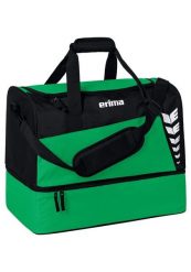 Torba sportowa z dolną przegrodą Erima Six Wings. Czarne torby sportowe Erima, bez wzorów, z poliesteru. Za 139.99 zł.
