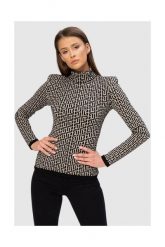 BALMAIN Bluzka w czarny monogram. Brązowe bluzki damskie Balmain, s, bez wzorów, z dzianiny, bez kołnierzyka, bez ramiączek. W wyprzedaży za 3,499.99 zł.