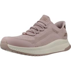 Buty SKECHERS SLIP-INS BOBS SQUAD 4 DIRE STEP Rose. Czerwone obuwie trekkingowe damskie Skechers, z tkaniny, bez zapięcia. Za 363.99 zł.
