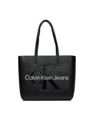 Calvin Klein Jeans Torebka Sculpted Shopper29 Mono K60K610276 Czarny. Czarne shopper bag Calvin Klein Jeans, z jeansu, bez dodatków. Za 339.99 zł.