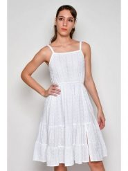 Tarifa Sukienka w kolorze białym rozmiar: S. Białe sukienki damskie Tarifa, bez wzorów, z bawełny, bez ramiączek. Za 127.35 zł.