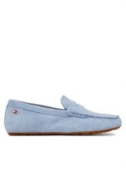 Tommy Hilfiger Mokasyny Flag Soft Suede Driver Loafer FW0FW08558 Niebieski. Niebieskie mokasyny damskie Tommy Hilfiger, ze skóry, bez obcasa. Za 449.99 zł.