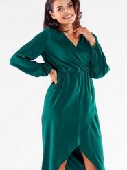 Sukienka Model A523 Bottle Green - awama. Zielone sukienki damskie Awama, bez wzorów, z elastanu, bez ramiączek. Za 345.43 zł.