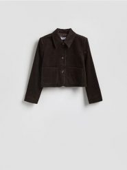 Sztruksowa marynarka - ciemnobrązowy. Brązowe marynarki i żakiety damskie Reserved, l, bez wzorów, z bawełny. Za 139.99 zł.