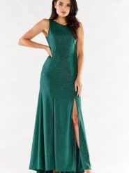 Sukienka Model A549 Bottle Green - awama. Zielone sukienki damskie Awama, bez wzorów, z elastanu, eleganckie, bez ramiączek. Za 334.28 zł.