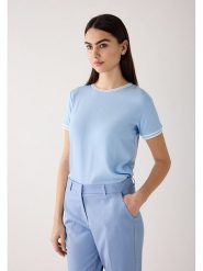 More & More Koszulka w kolorze błękitnym rozmiar: 46. Niebieskie bluzki damskie More & More, bez wzorów, bez kołnierzyka, bez ramiączek. Za 130.99 zł.