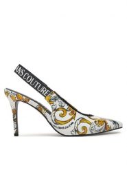 Versace Jeans Couture Szpilki 78VA3S52 Biały. Białe szpilki damskie Versace Jeans Couture, bez wzorów, z jeansu, bez obcasa, na szpilce, bez zapięcia. Za 689.99 zł.