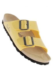 Sunbay Klapki "Trefle" w kolorze żółtym rozmiar: 37. Żółte klapki damskie Sunbay, bez wzorów, z otwartym noskiem, bez obcasa, bez zapięcia. Za 124.95 zł.
