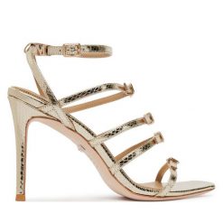 Sandały Marciano Guess. Żółte sandały damskie Marciano Guess, z aplikacjami, bez obcasa, na szpilce, bez zapięcia. Za 989.99 zł.