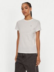 Calvin Klein T-Shirt Emb Graphic K20K208061 Biały Slim Fit. Białe t-shirty damskie Calvin Klein, xs, bez wzorów, z bawełny, bez kołnierzyka. Za 99.99 zł.