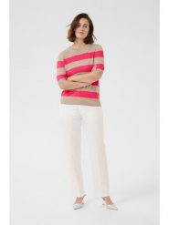 Kaffe Koszulka dzianinowa w kolorze beżowym rozmiar: XL. Brązowe bluzki damskie Kaffe, xl, bez wzorów, z dzianiny, bez kołnierzyka, bez ramiączek. Za 78.47 zł.