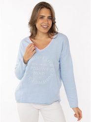Zwillingsherz Sweter "Positive Mind" w kolorze błękitnym rozmiar: S/M. Niebieskie swetry klasyczne damskie Zwillingsherz, m, bez kołnierzyka. Za 126.99 zł.