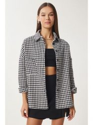 Happiness Istanbul Kurtka koszulowa w kolorze czarno-białym rozmiar: 42. Białe kurtki damskie Happiness Istanbul, bez wzorów, bez kaptura. Za 78.99 zł.