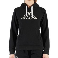 Kappa Damska Bluza Belle Slim Czarna. Czarne bluzy damskie Kappa, xs, bez wzorów, z bawełny, z kapturem. Za 225.90 zł.