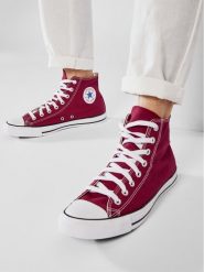 Converse Trampki All Star Hi Maroon M9613 Bordowy. Czerwone kozaki dziewczęce Converse, bez wzorów, z materiału, bez obcasa, bez zapięcia. Za 321.99 zł.