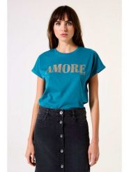 Garcia Koszulka w kolorze niebieskim rozmiar: S. Niebieskie bluzki damskie Garcia, s, bez wzorów, z bawełny, bez kołnierzyka, bez ramiączek. Za 56.99 zł.