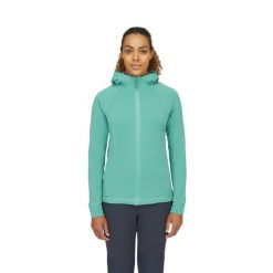 Bluza z kapturem damska Rab Nexus Hoody rozpinana. Zielone bluzy damskie RAB, bez wzorów, z kapturem. Za 314.99 zł.