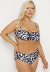 Czarne Bikini Biustonosz z Wiązaniem i Majtki Figi ze Ściągaczami Uloselia. Czarne bikini Born2be, w ażurowe wzory. Za 64.99 zł.