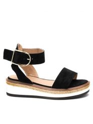 DeeZee Sandały WS091-01 Czarny. Czarne sandały damskie DeeZee, bez wzorów, z materiału, bez obcasa, na płaskiej podeszwie, bez zapięcia. Za 119.99 zł.