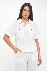 Koszula damska z krótkim rękawem AERONAUTICA MILITARE. Koszule damskie Aeronautica Militare, xs, bez wzorów, bez kołnierzyka, bez ramiączek. Za 669.00 zł.