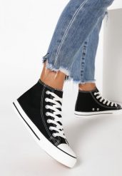 Czarne Trampki Aqiafa. Czarne trampki damskie Born2be, bez wzorów, z gumy, bez zapięcia. Za 54.99 zł.