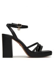 Nine West Sandały TS6197-01 Czarny. Czarne sandały damskie Nine West, bez wzorów, z materiału, bez obcasa, na słupku, bez zapięcia. Za 183.99 zł.