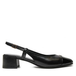 Sandały Tory Burch. Czarne sandały damskie Tory Burch, bez wzorów, bez obcasa, na słupku, bez zapięcia. Za 999.99 zł.
