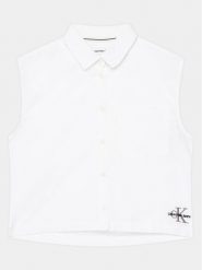 Calvin Klein Jeans Koszula Monogram IG0IG02462 Biały Relaxed Fit. Białe bluzki i koszule dziewczęce Calvin Klein Jeans, bez wzorów, z bawełny, bez kołnierzyka, bez ramiączek. Za 299.99 zł.