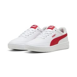 Młodzieżowe sneakersy Court Classic Clean PUMA White For All Time Red. Biała obuwie sportowe damskie Puma, bez zapięcia, na jogę i pilates. W wyprzedaży za 129.00 zł.