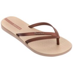 Japonki plażowe damskie Ipanema Bossa Fem. Brązowe klapki damskie Ipanema, bez wzorów, z gumy, bez obcasa, na płaskiej podeszwie, bez zapięcia. Za 52.71 zł.