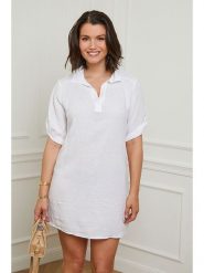 Curvy Lady Lniana sukienka w kolorze białym rozmiar: 48/50. Białe sukienki damskie Curvy Lady, bez wzorów, ze lnu, klasyczne, bez ramiączek. Za 87.81 zł.