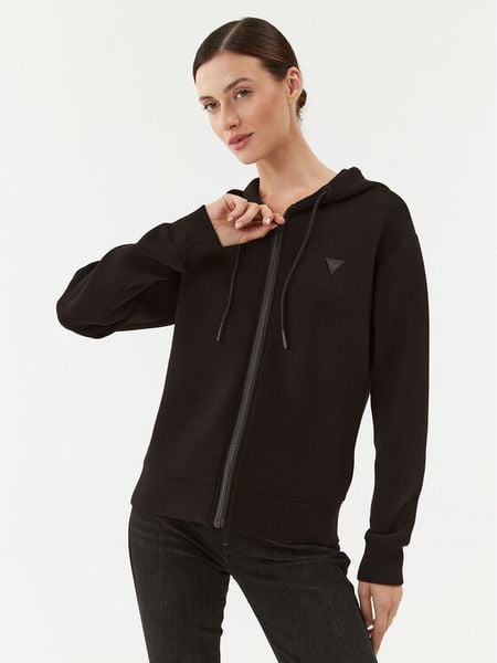 Guess Bluza V3RQ11 K7UW2 Czarny Regular Fit. Czarne bluzy damskie Guess, xl, z aplikacjami, z wiskozy, bez kaptura. Za 359.99 zł.