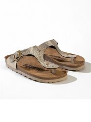 BACKSUN Japonki "Singapore" w kolorze złotym rozmiar: 40. Żółte klapki damskie Backsun, bez wzorów, z materiału, z otwartym noskiem, bez obcasa, bez zapięcia. Za 130.99 zł.