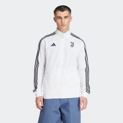 Kurtka dresowa piłkarska ADIDAS Juventus. Białe kurtki damskie Adidas, m, bez wzorów, z dresówki, bez kaptura. Za 339.99 zł.