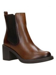 Wojas Skórzane botki w kolorze brązowym rozmiar: 38. Brązowe botki damskie Wojas, eleganckie, bez obcasa, bez zapięcia. Za 370.71 zł.