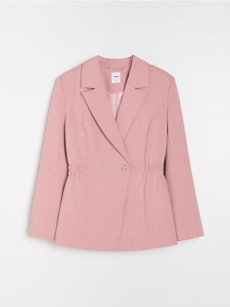 Żakiet z domieszką wiskozy - różowy. Czerwone marynarki i żakiety damskie Sinsay, l, bez wzorów, z wiskozy. Za 79.99 zł.