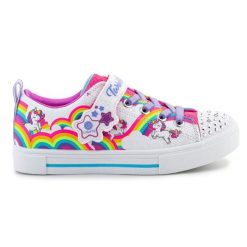 Buty Skechers Twinkle Toes S Lights Twinkle Sparks Jumpin Clouds 314809L-WMLT wielokolorowe. Białe buty sportowe dziewczęce z materiału, bez zapięcia. Za 331.10 zł.