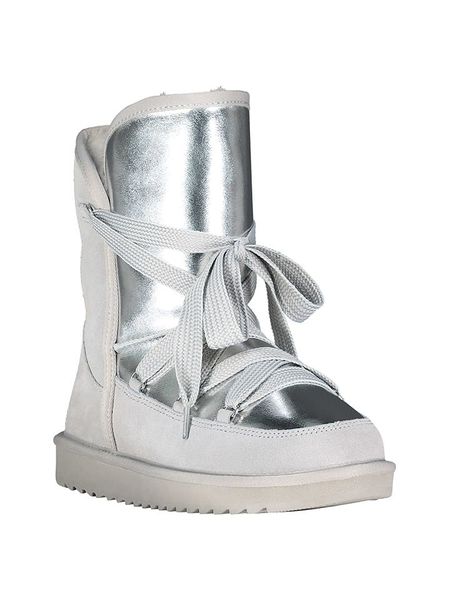 Geographical Norway Kozaki zimowe "Omondor" w kolorze srebrno-szarym rozmiar: 40. Szare kozaki damskie Geographical Norway, na zimę, z futra, bez obcasa, bez zapięcia. Za 173.99 zł.