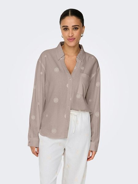 ONLY Bluzka w kolorze szarobrązowym rozmiar: L. Brązowe bluzki damskie Only, l, bez wzorów, bez kołnierzyka, bez ramiączek. Za 105.63 zł.