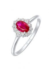 Elli Damski koktajlowy owalny Elegancki z syntetycznym Rubinemem i cyrkonią w srebrze 925 Sterling Silver Pierścionki 1 ct. Szare pierścionki damskie Elli, z cyrkonią, srebrne. Za 283.99 zł.
