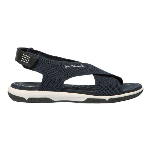 Sandały damskie TBS Jazzfit. Niebieskie sandały damskie TBS, bez wzorów, z materiału, bez obcasa, bez zapięcia. Za 329.35 zł.