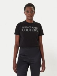 Versace Jeans T-Shirt 80HAHT09 Czarny Regular Fit. Czarne t-shirty damskie Versace Jeans, m, bez wzorów, z bawełny, bez kołnierzyka. Za 659.99 zł.