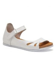 Comfortfusse Skórzane sandały w kolorze białym rozmiar: 39. Białe sandały damskie Comfortfüße, bez wzorów, ze skóry, z otwartym noskiem, bez obcasa, bez zapięcia. Za 199.45 zł.