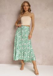 Zielona Plisowana Spódnica Maxi w Fantazyjny Print Maritha. Zielone spódnice damskie Renee, l, bez wzorów, z satyny, maxi. Za 74.99 zł.