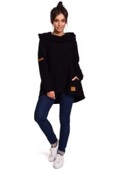 Czarna Asymetryczna Bluza Oversize z Kapturem. Czarne bluzy damskie MOE, l, bez wzorów, z bawełny, z kapturem. Za 253.90 zł.