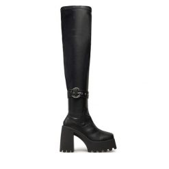 Kozaki Altercore. Czarne kozaki damskie Altercore, bez obcasa, na słupku, bez zapięcia. Za 449.99 zł.