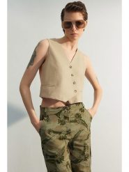 Trendyol Kamizelka w kolorze beżowym rozmiar: 38. Brązowe kamizelki damskie Trendyol, bez wzorów, z bawełny, bez kaptura. Za 78.84 zł.