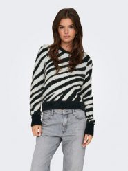 ONLY Sweter w kolorze czarno-białym rozmiar: L. Białe swetry klasyczne damskie Only, l, bez kołnierzyka. Za 92.21 zł.