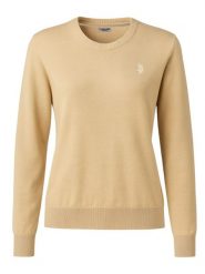 U.S. Polo Assn. Sweter w kolorze beżowym rozmiar: L. Brązowe swetry klasyczne damskie U.S. Polo Assn., l, z bawełny, bez kołnierzyka. Za 117.45 zł.
