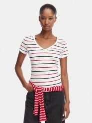 Tommy Jeans T-Shirt DW0DW17385 Biały Slim Fit. Białe t-shirty damskie Tommy Jeans, s, bez wzorów, z bawełny, bez kołnierzyka. Za 149.99 zł.
